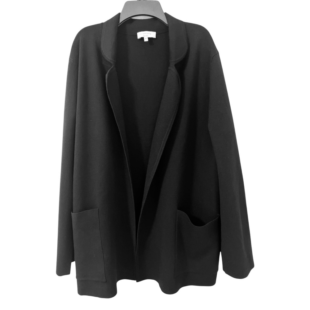 J. Society Open Cardigan Sweater Blazer Women’s M Black Pockets Career Office